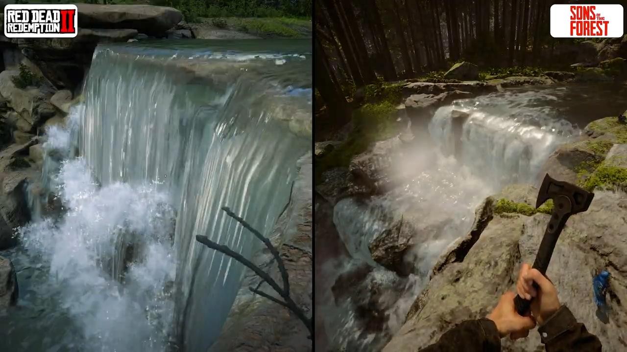 《森林之子》與《荒野大鏢客2》圖形對比 居然還不錯