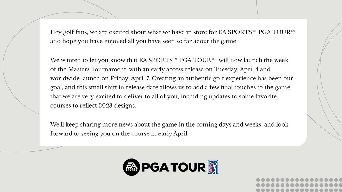 高爾夫模擬遊戯《EA Sports PGA Tour》跳票 4月7日上線