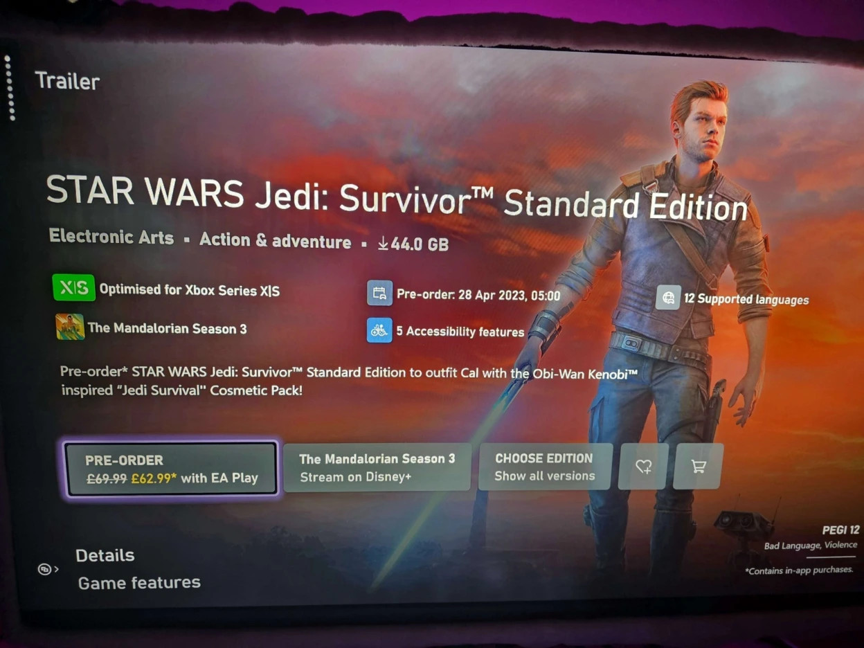 Xbox版《星球大戰絕地：幸存者》預載開啓 XSX文件大小139GB