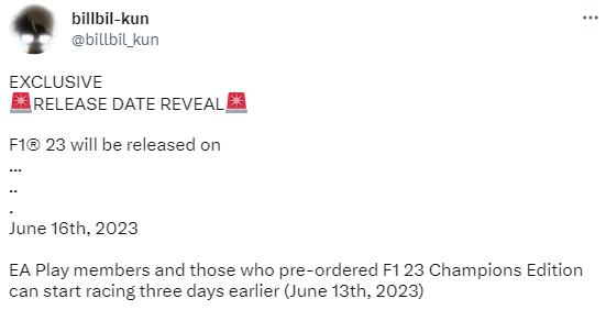 傳聞：《F1 2023》將於6月16日發售