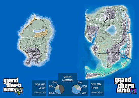 曝《GTA6》地圖比5代大一倍!地圖細節隨之公佈