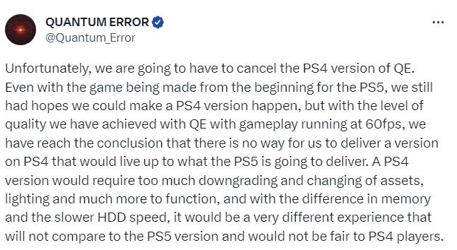 科幻恐怖FPS《量子誤差》PS4版取消 未來將登陸PC