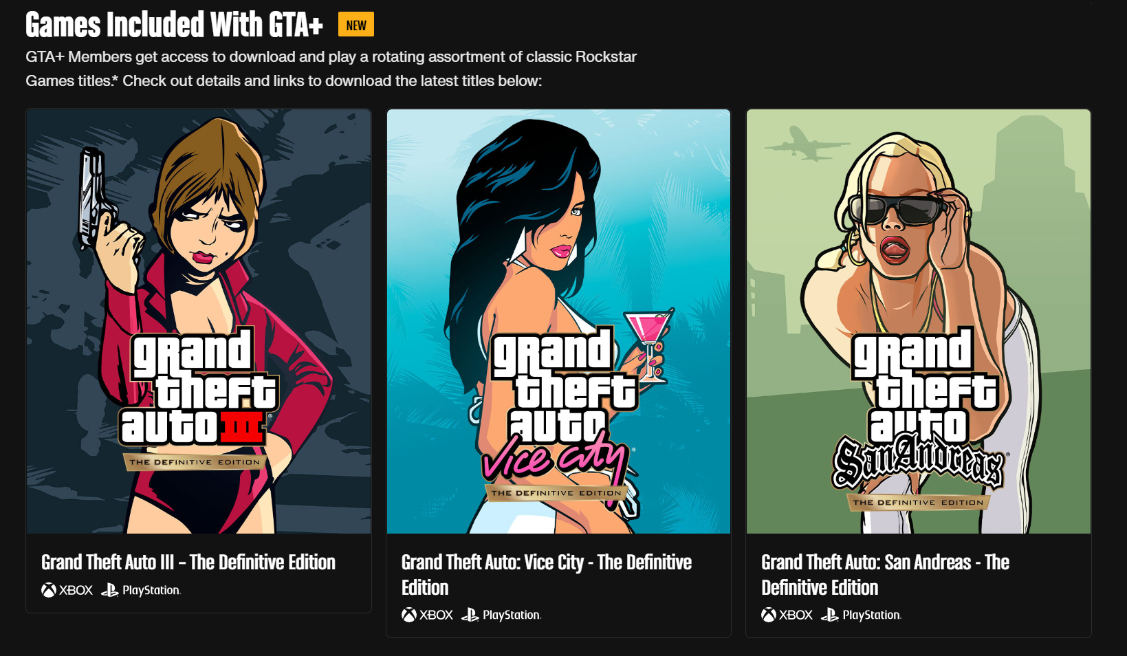 R星訂閲服務GTA 新增遊戯：《GTA：三部曲-終極版》