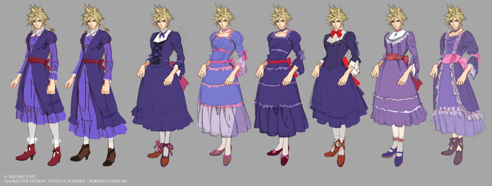 《最終幻想7：重制版》尅勞德早期女裝設計圖 款式還挺多