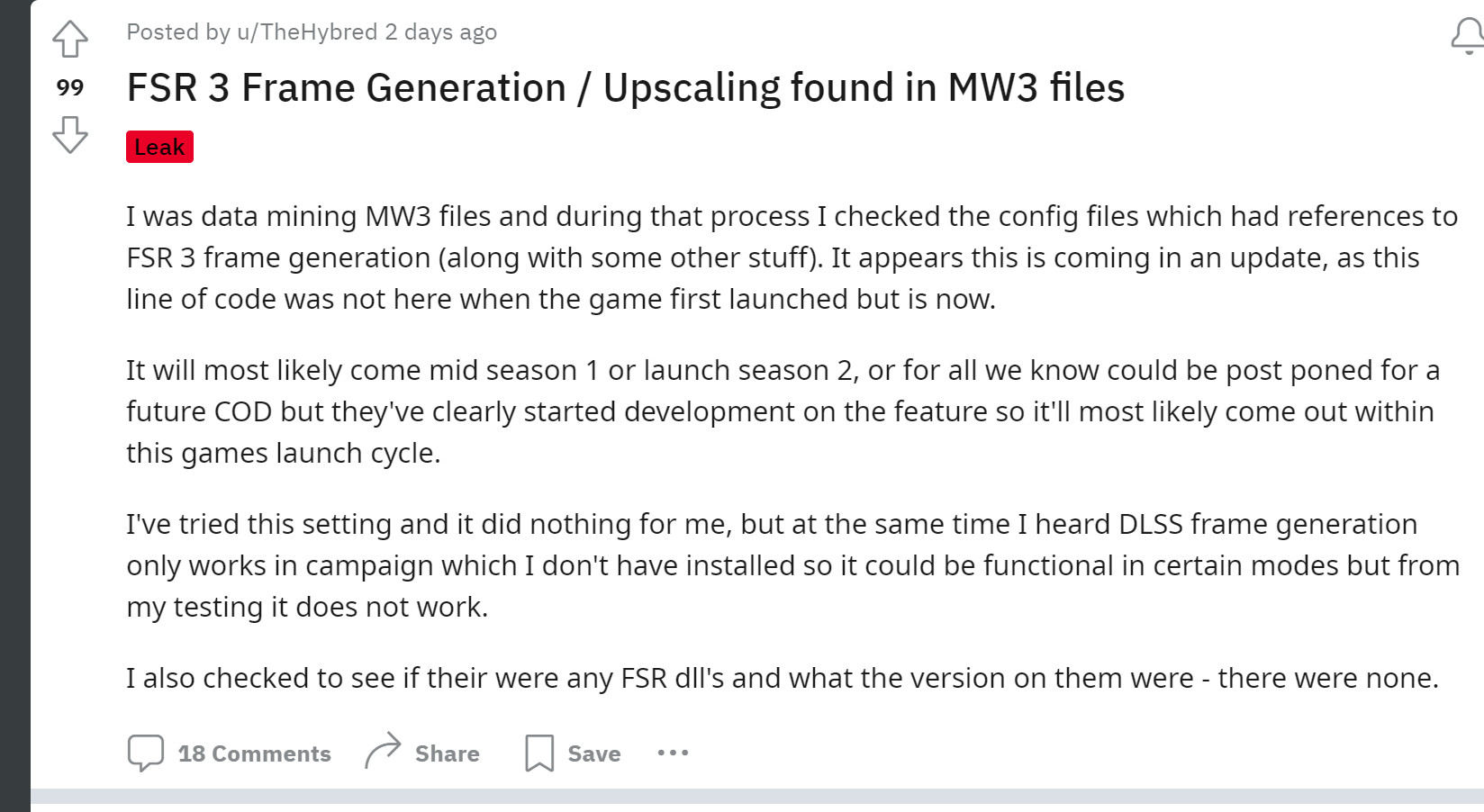 《使命召喚：現代戰爭3》將支持FSR 3幀生成