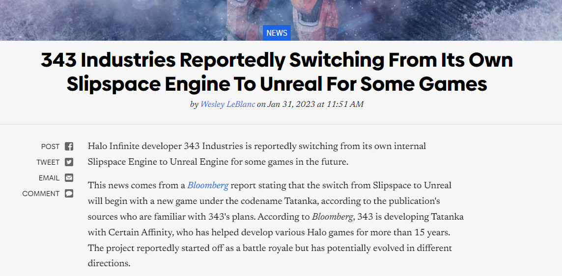 《光環》新作將採用虛幻引擎 343正大擧招募關鍵職位