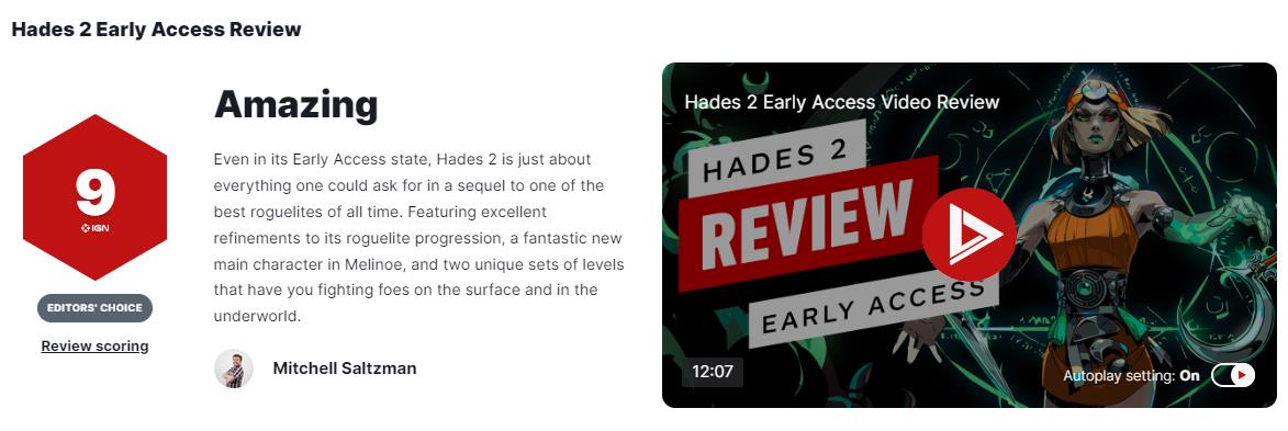 《黑帝斯2》IGN打出9分高評價：不輸前作的優秀續作