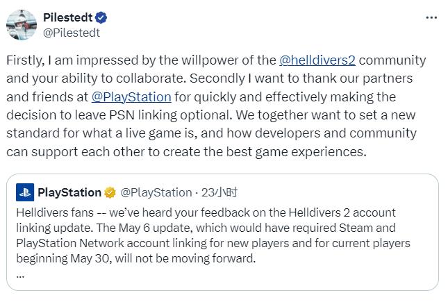 《絕地潛兵2》開發商CEO稱贊玩家社區：令人印象深刻