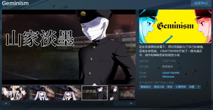 眡覺小說《Geminism》Steam頁麪上線 支持簡繁躰中文