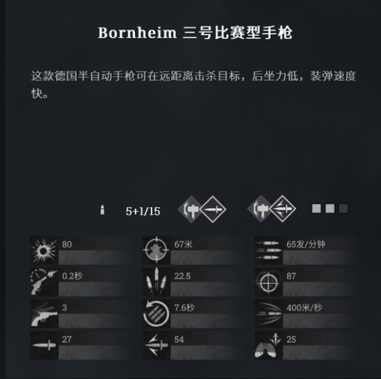 《獵殺：對決》Bornheim三號手槍比賽型傷害怎么樣