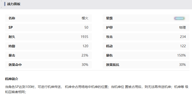 《交錯戰線》櫻火機甲技能介紹