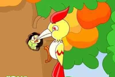 啄木鳥的母親開始教他治療樹的能力
