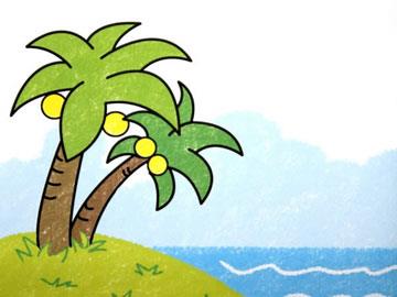 椰子樹的身體向大海傾斜