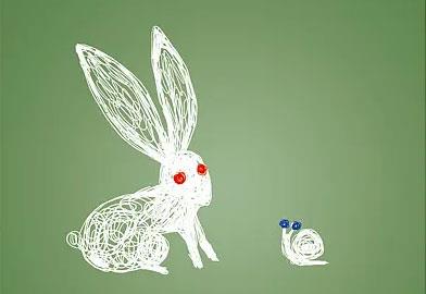 兔子和蝸牛一起散步,學會了慢慢咀嚼