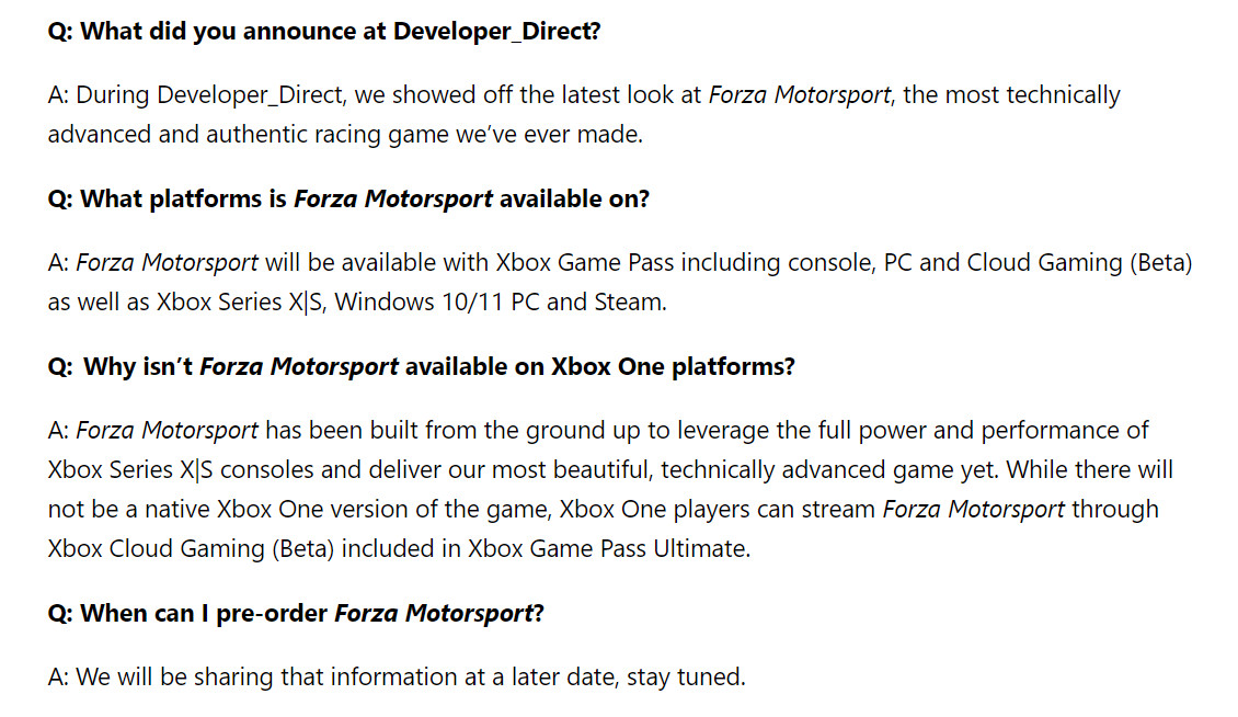 微軟稱《極限競速》新作Xbox One版不是原生 可通過云串流游玩