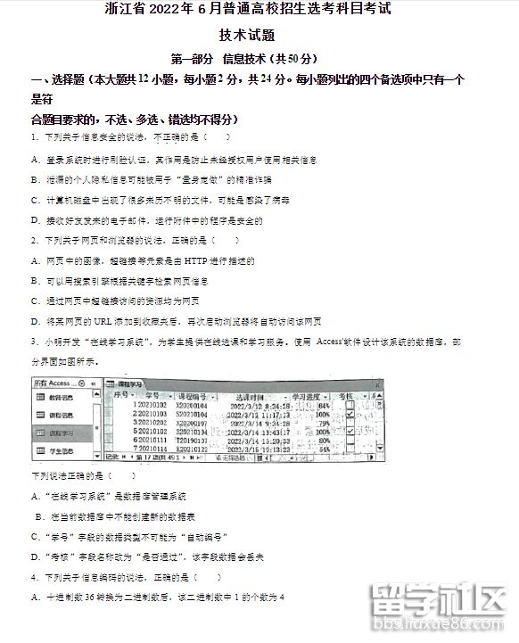 浙江省2022年技術試題