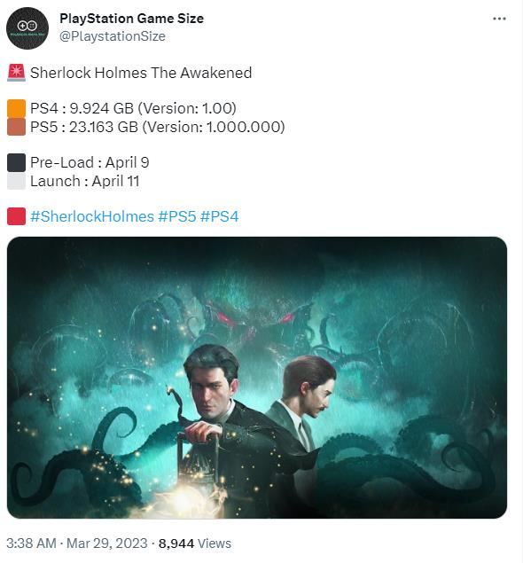 《福爾摩斯：覺醒重制版》PS版容量根本 將於4月11日正式上線