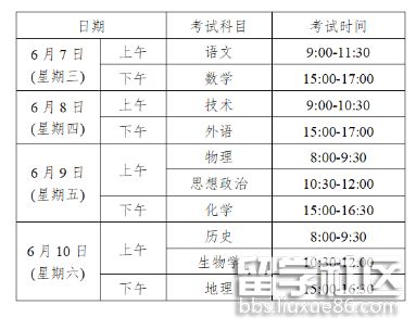 浙江省2023年統一高考時間及安排