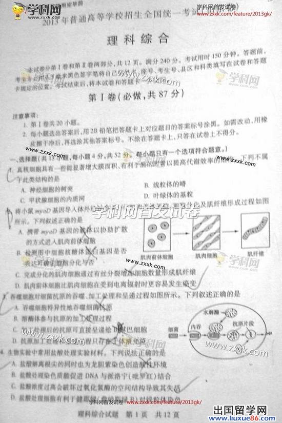 2023年濱州高考理綜真題免費答案