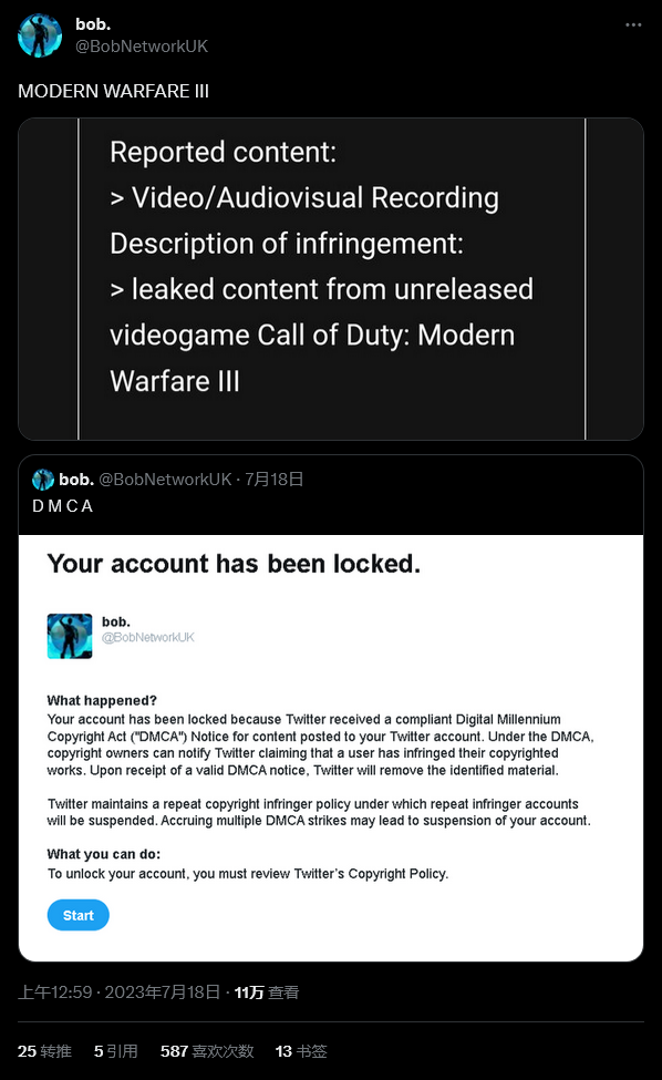DMCA版權刪除通知:現代戰爭3(Call of Duty: