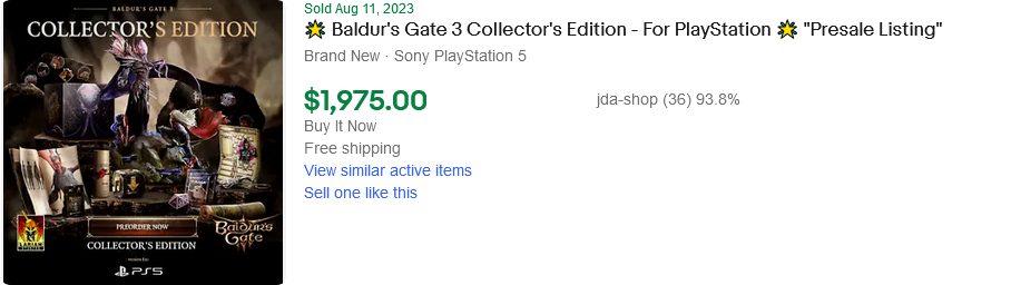 《博德之門3》實躰收藏版轉售價格超過1000美元