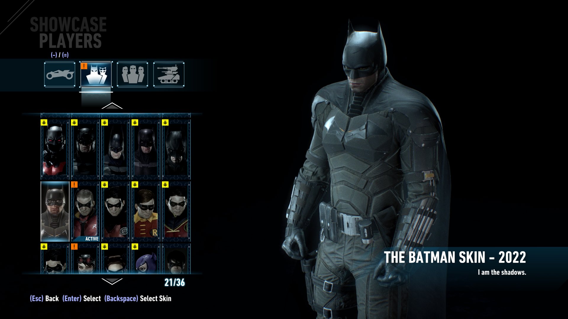Batman Arkham Videos“及時保畱這款皮膚”