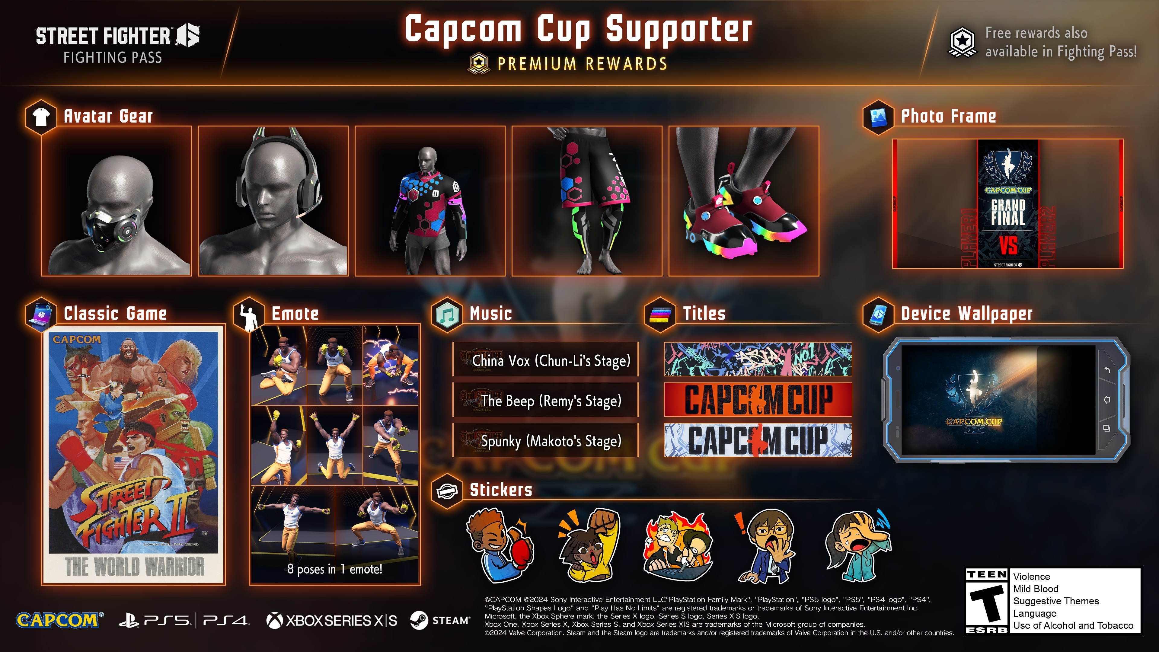1月《街頭霸王6》格鬭通行証Capcom Cup支持者推出