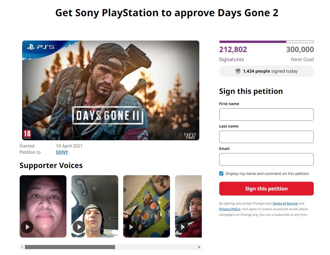 索尼PlayStation“往日不再2”請願人數超21萬