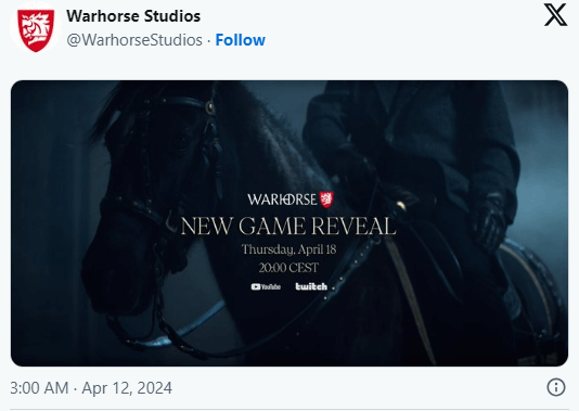 《天國:拯救》開發商Warhorse Studios宣佈推出