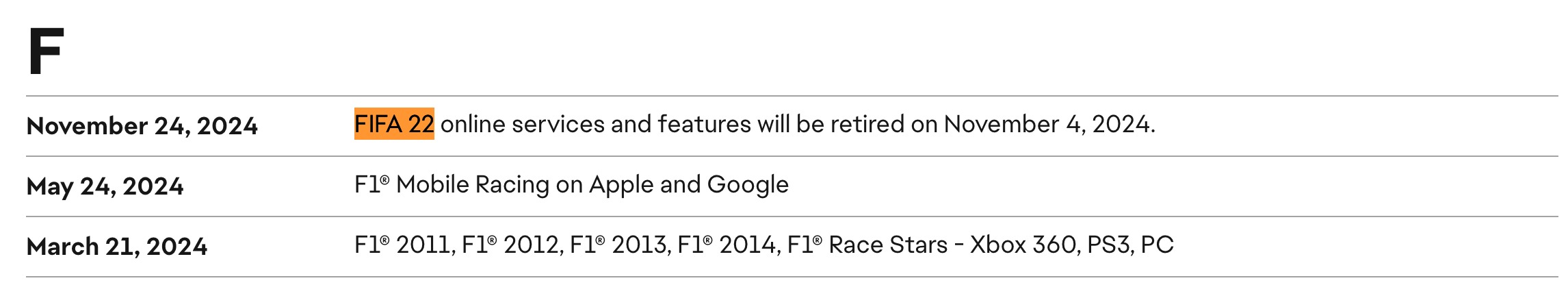 FIFA 22服務器關閉日期將在2024年11月4日或11月