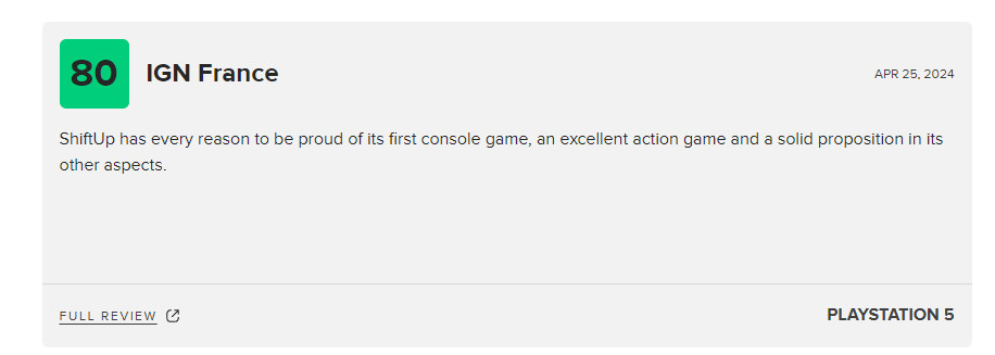 首次批評《星刃》的評分(8分)高於IGN美國(7分)