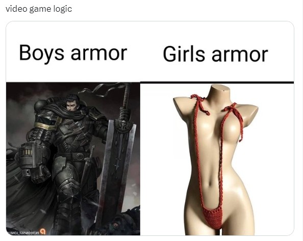 爲什麽電子遊戯中的男性盔甲全副武裝,而女性則穿得越來越少?