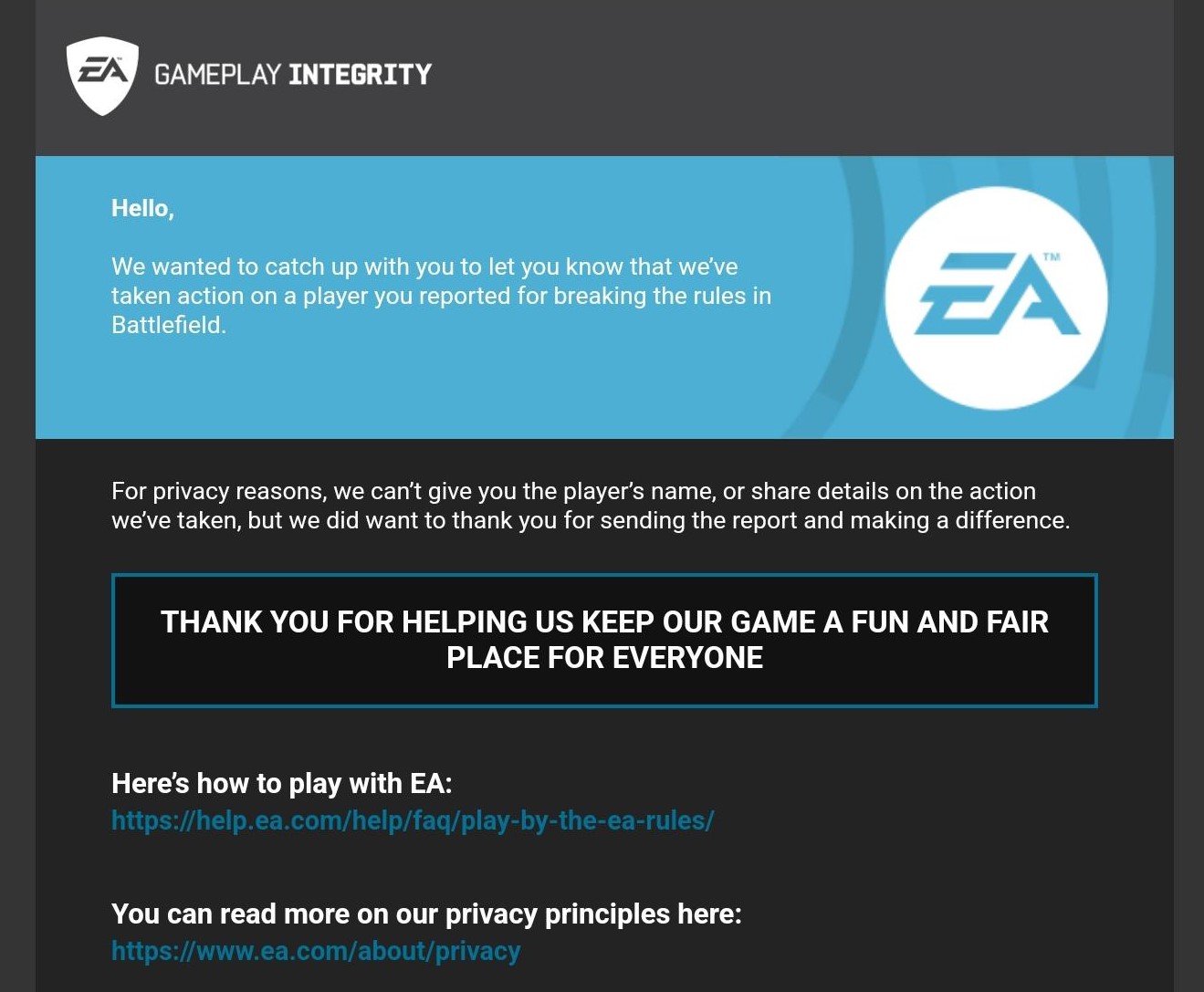 BFBulletin:EA無法提供開放式玩家的名稱