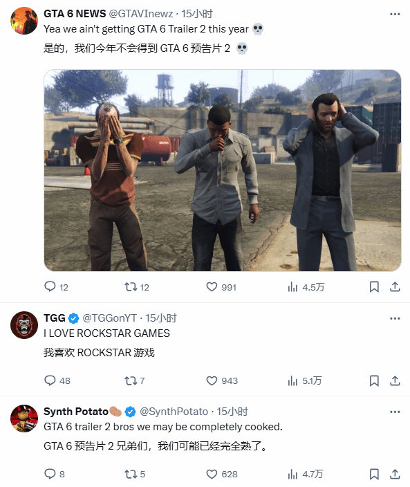 R星今年不會公佈GTA6的新預告片