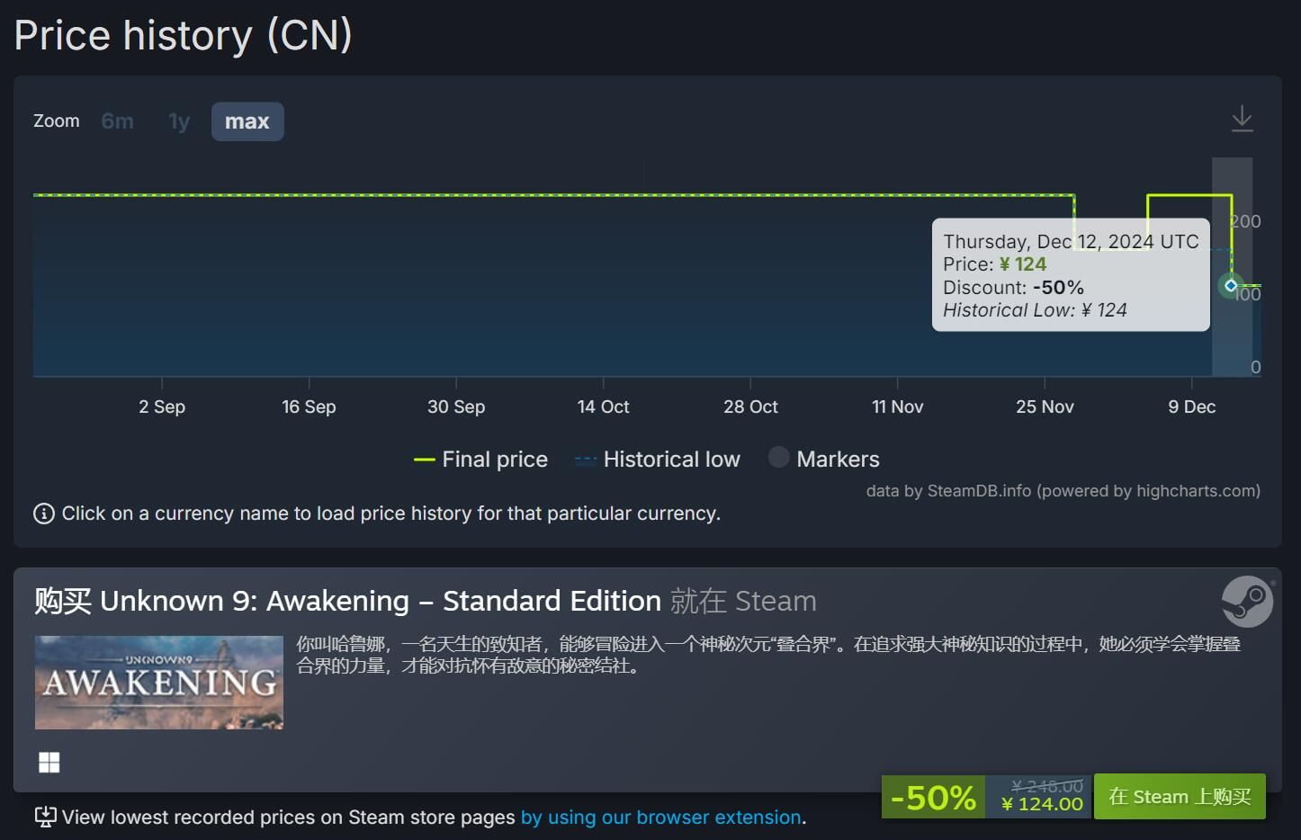 Steam“無名九使:覺醒”刷新歷史低價124元