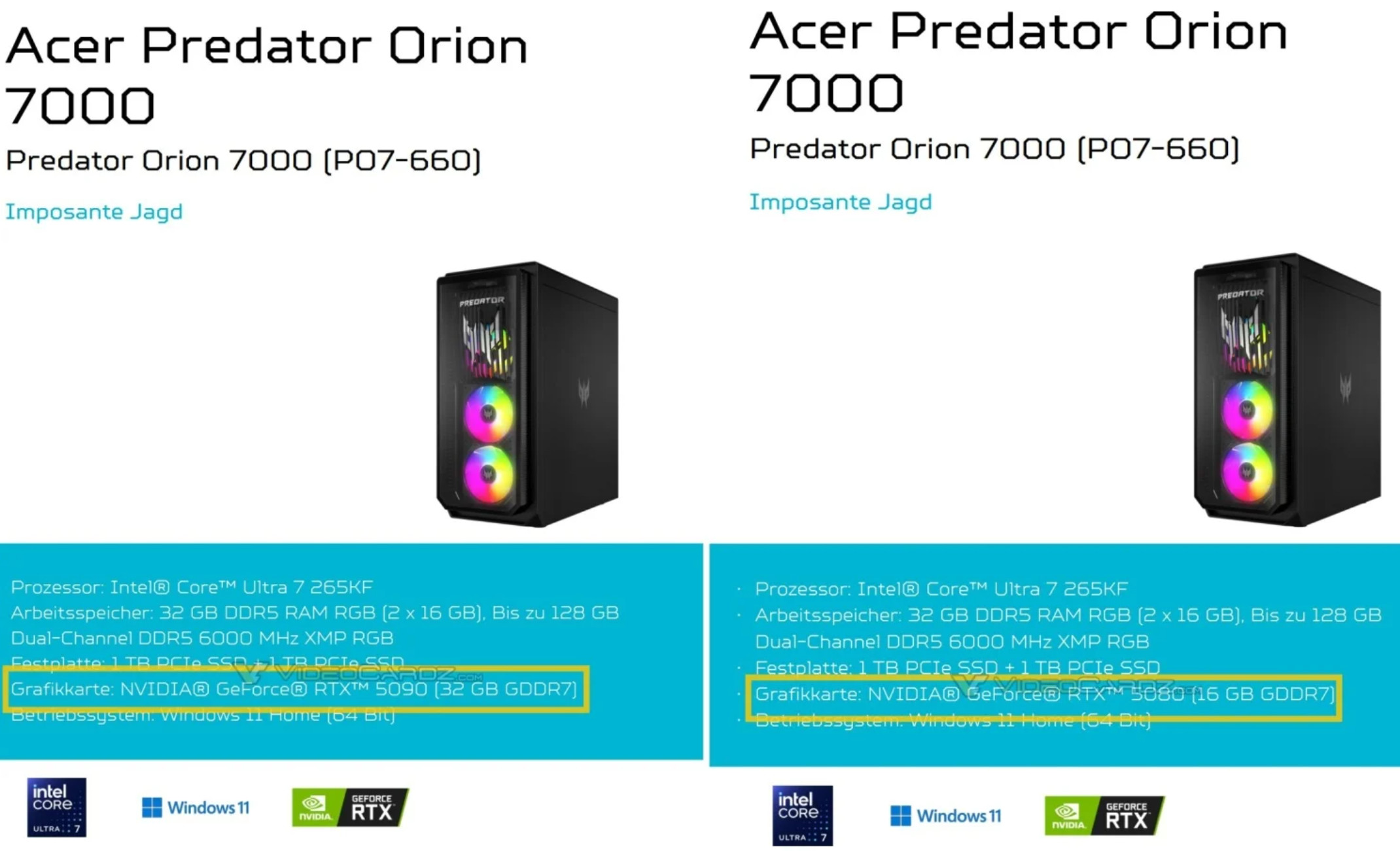 Acer Predator Orion 7000系列台式機泄