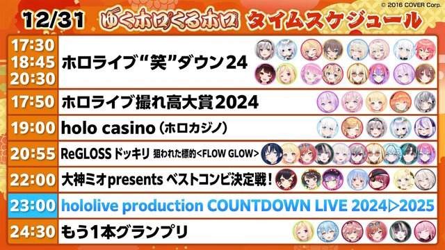 VTuber 團躰 hololive 12 月 31 年終特